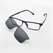 Load image into Gallery viewer, Glasses Frame Male Khaki Spectacles Full Square Frame  Brown Magnet Clips Myopia Eyeglasses Polarized Sunglasses Set Mirror