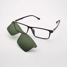 Load image into Gallery viewer, Glasses Frame Male Khaki Spectacles Full Square Frame  Brown Magnet Clips Myopia Eyeglasses Polarized Sunglasses Set Mirror