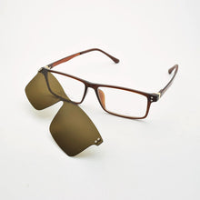 Load image into Gallery viewer, Glasses Frame Male Khaki Spectacles Full Square Frame  Brown Magnet Clips Myopia Eyeglasses Polarized Sunglasses Set Mirror