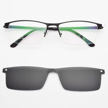 Carica l&#39;immagine nel visualizzatore di Gallery, Glasses Half Frame Square Male Wide Face Myopia Eyeglasses With Magnet Polarized Lens Sunglasses UltraLlight  Big Face Driving
