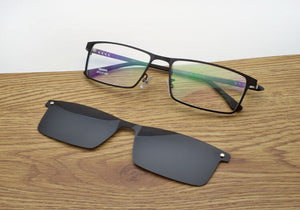 Glasses Half Frame Square Male Wide Face Myopia Eyeglasses With Magnet Polarized Lens Sunglasses UltraLlight  Big Face Driving