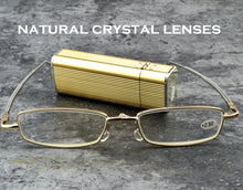 Load image into Gallery viewer, Glasses Material Lenses Foldable Antenna Reading Glasses with Golden Case +0.75 +1 +1.5 +1.75 +2 +2.25 +2.5 +2.75 +3 +3.5 +4
