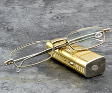 Load image into Gallery viewer, Glasses Material Lenses Foldable Antenna Reading Glasses with Golden Case +0.75 +1 +1.5 +1.75 +2 +2.25 +2.5 +2.75 +3 +3.5 +4