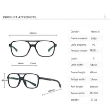 Carica l'immagine nel visualizzatore di Gallery, Glasses Unisex Optical TR90 Frame Anti Blue Light Lens Vintage Eyeglasses Men Women Myopia Computer Male Eyewear For Female 2311
