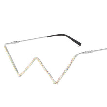 Load image into Gallery viewer, Glasses Women Triangle Half Frame Diamond Glasses Frame Retro Women Crystal Eyewear Glasses Without Lens Eyeglasses Frame