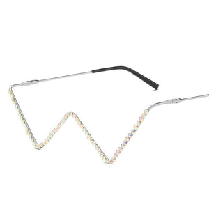 Glasses Women Triangle Half Frame Diamond Glasses Frame Retro Women Crystal Eyewear Glasses Without Lens Eyeglasses Frame