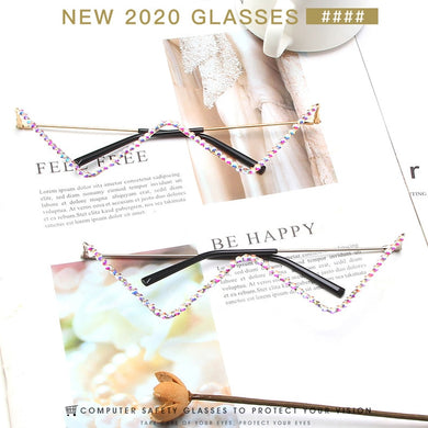 Glasses Women Triangle Half Frame Diamond Glasses Frame Retro Women Crystal Eyewear Glasses Without Lens Eyeglasses Frame