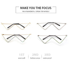 Load image into Gallery viewer, Glasses Women Triangle Half Frame Diamond Glasses Frame Retro Women Crystal Eyewear Glasses Without Lens Eyeglasses Frame