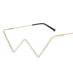 Glasses Women Triangle Half Frame Diamond Glasses Frame Retro Women Crystal Eyewear Glasses Without Lens Eyeglasses Frame