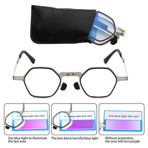 Glasses for Men & Women Spring Hinge Readers Blue Light Blocking Computer Eyeglasses Foldable Reading Glasses with Case