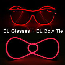 Load image into Gallery viewer, Glowing EL Wire Glasses Neon Party Unisex Apparel Accessories LED Bow Tie Sunglasses For Festive Dance Party Decor