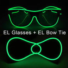 Load image into Gallery viewer, Glowing EL Wire Glasses Neon Party Unisex Apparel Accessories LED Bow Tie Sunglasses For Festive Dance Party Decor