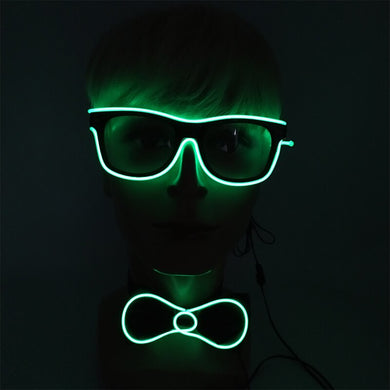 Glowing EL Wire Glasses Neon Party Unisex Apparel Accessories LED Bow Tie Sunglasses For Festive Dance Party Decor