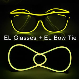 Glowing EL Wire Glasses Neon Party Unisex Apparel Accessories LED Bow Tie Sunglasses For Festive Dance Party Decor