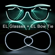 Load image into Gallery viewer, Glowing EL Wire Glasses Neon Party Unisex Apparel Accessories LED Bow Tie Sunglasses For Festive Dance Party Decor