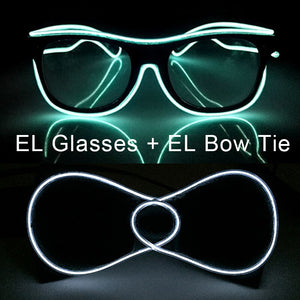 Glowing EL Wire Glasses Neon Party Unisex Apparel Accessories LED Bow Tie Sunglasses For Festive Dance Party Decor