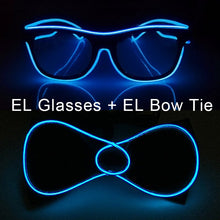 Load image into Gallery viewer, Glowing EL Wire Glasses Neon Party Unisex Apparel Accessories LED Bow Tie Sunglasses For Festive Dance Party Decor