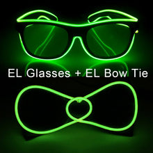 Load image into Gallery viewer, Glowing EL Wire Glasses Neon Party Unisex Apparel Accessories LED Bow Tie Sunglasses For Festive Dance Party Decor