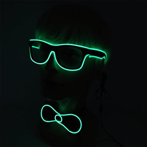 Glowing EL Wire Glasses Neon Party Unisex Apparel Accessories LED Bow Tie Sunglasses For Festive Dance Party Decor