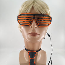Load image into Gallery viewer, Glowing EL Wire Tie Dance Party Supplies Flashing Shutters Glasses Neon Light Sunglasses For Halloween Christmas