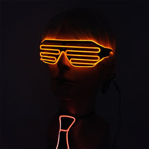 Glowing EL Wire Tie Dance Party Supplies Flashing Shutters Glasses Neon Light Sunglasses For Halloween Christmas