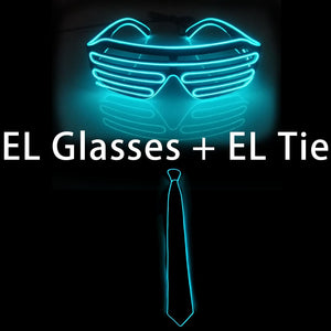 Glowing EL Wire Tie Dance Party Supplies Flashing Shutters Glasses Neon Light Sunglasses For Halloween Christmas