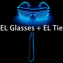 Load image into Gallery viewer, Glowing EL Wire Tie Dance Party Supplies Flashing Shutters Glasses Neon Light Sunglasses For Halloween Christmas