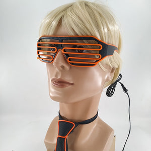 Glowing EL Wire Tie Dance Party Supplies Flashing Shutters Glasses Neon Light Sunglasses For Halloween Christmas