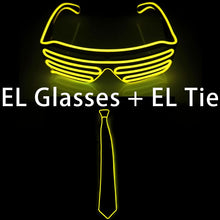 Load image into Gallery viewer, Glowing EL Wire Tie Dance Party Supplies Flashing Shutters Glasses Neon Light Sunglasses For Halloween Christmas