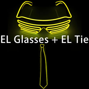 Glowing EL Wire Tie Dance Party Supplies Flashing Shutters Glasses Neon Light Sunglasses For Halloween Christmas