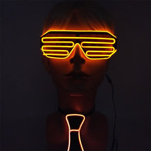 Load image into Gallery viewer, Glowing EL Wire Tie Dance Party Supplies Flashing Shutters Glasses Neon Light Sunglasses For Halloween Christmas