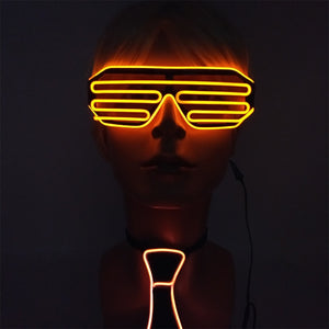 Glowing EL Wire Tie Dance Party Supplies Flashing Shutters Glasses Neon Light Sunglasses For Halloween Christmas