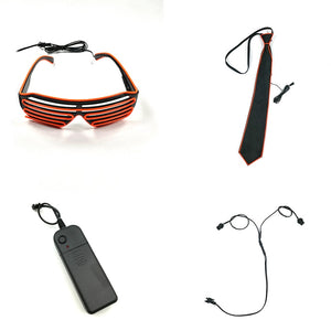 Glowing EL Wire Tie Dance Party Supplies Flashing Shutters Glasses Neon Light Sunglasses For Halloween Christmas