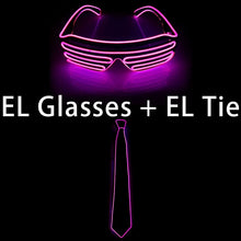 Load image into Gallery viewer, Glowing EL Wire Tie Dance Party Supplies Flashing Shutters Glasses Neon Light Sunglasses For Halloween Christmas