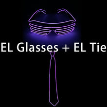 Load image into Gallery viewer, Glowing EL Wire Tie Dance Party Supplies Flashing Shutters Glasses Neon Light Sunglasses For Halloween Christmas