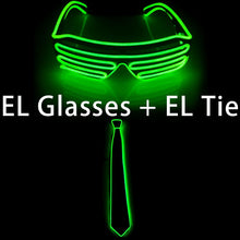 Load image into Gallery viewer, Glowing EL Wire Tie Dance Party Supplies Flashing Shutters Glasses Neon Light Sunglasses For Halloween Christmas