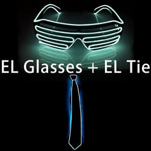 Load image into Gallery viewer, Glowing EL Wire Tie Dance Party Supplies Flashing Shutters Glasses Neon Light Sunglasses For Halloween Christmas
