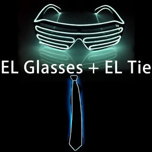 Glowing EL Wire Tie Dance Party Supplies Flashing Shutters Glasses Neon Light Sunglasses For Halloween Christmas