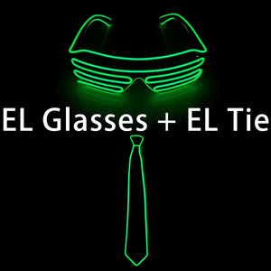 Glowing EL Wire Tie Dance Party Supplies Flashing Shutters Glasses Neon Light Sunglasses For Halloween Christmas