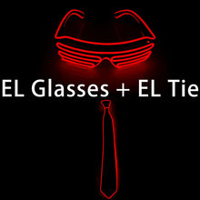 Load image into Gallery viewer, Glowing EL Wire Tie Dance Party Supplies Flashing Shutters Glasses Neon Light Sunglasses For Halloween Christmas
