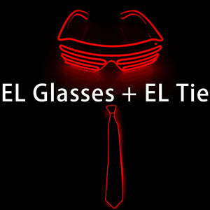 Glowing EL Wire Tie Dance Party Supplies Flashing Shutters Glasses Neon Light Sunglasses For Halloween Christmas