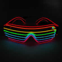 Load image into Gallery viewer, Glowing LED Shutter Sunglasses Neon Party Decoration Nightclub DJ Dance Prop Rechargeable EL Wire Glasses