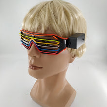 Load image into Gallery viewer, Glowing LED Shutter Sunglasses Neon Party Decoration Nightclub DJ Dance Prop Rechargeable EL Wire Glasses