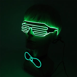 Glowing Neon Light Bow Tie And Shutters Glasses Costume Accessories Luminous EL Wire Sunglasses For Halloween Christmas Party