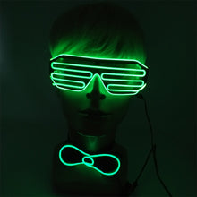 Load image into Gallery viewer, Glowing Neon Light Bow Tie And Shutters Glasses Costume Accessories Luminous EL Wire Sunglasses For Halloween Christmas Party