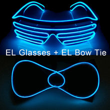 Load image into Gallery viewer, Glowing Neon Light Bow Tie And Shutters Glasses Costume Accessories Luminous EL Wire Sunglasses For Halloween Christmas Party