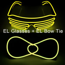 Load image into Gallery viewer, Glowing Neon Light Bow Tie And Shutters Glasses Costume Accessories Luminous EL Wire Sunglasses For Halloween Christmas Party