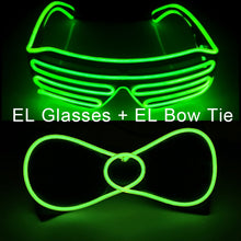 Load image into Gallery viewer, Glowing Neon Light Bow Tie And Shutters Glasses Costume Accessories Luminous EL Wire Sunglasses For Halloween Christmas Party