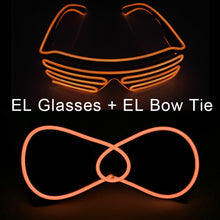 Load image into Gallery viewer, Glowing Neon Light Bow Tie And Shutters Glasses Costume Accessories Luminous EL Wire Sunglasses For Halloween Christmas Party