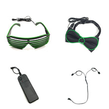 Load image into Gallery viewer, Glowing Neon Light Bow Tie And Shutters Glasses Costume Accessories Luminous EL Wire Sunglasses For Halloween Christmas Party